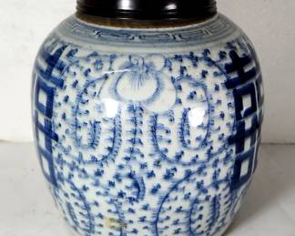 Ching Dynasty Blue White Ginger Jar