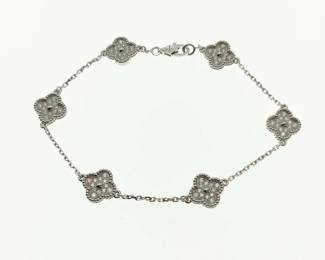 Van Cleef Arpels Sweet Alhambra 6 Motifs Diamond 18K White Gold Bracelet