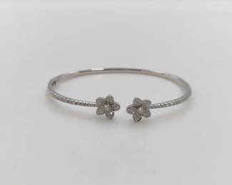 Graff Wildflower Open Pave Diamond 18K White Gold Bracelet
