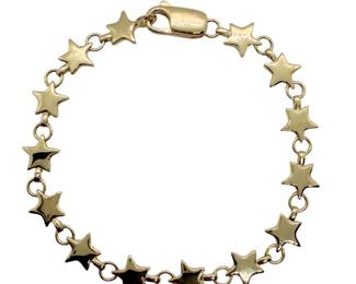 Tiffany Co. Stars Motif Links Vintage Rare Star 18 Karat Yellow Gold Bracelet x000D x000D