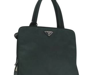 Prada Nylon Handbag in Green Silver