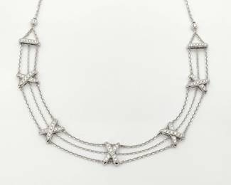 Chaumet Lian Diamond 18K White Gold MultiStrand Link X Necklace
