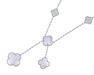 Van Cleef Arpels Magic Alhambra 6 Motifs White Mother of Pearl 18K White Gold Bib Necklace