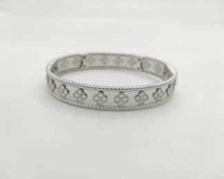 Van Cleef Arpels Perlee Clover Diamond 18K White Gold Bangle Bracelet