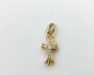 Chrome Hearts Diamond Baby Fat Cross 22K Gold Charm Pendant