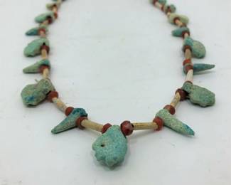 Egyptian Shell Carnelian Faience Necklace III Mil BC