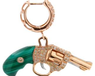 Diamond Green Malachite Gun Earrings