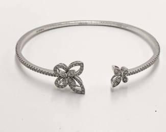 Graff Butterfly Diamond 18K White Gold Open Bangle Bracelet