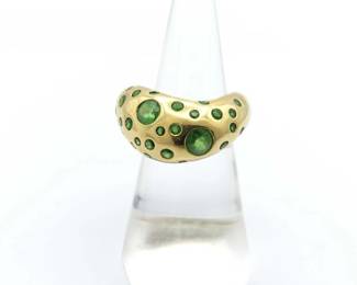 Fred Flushed Set Emerald 18K Yellow Gold Dome Ring