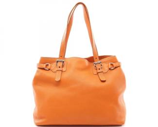 Prada Orange Leather Tote Bag