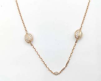 Chaumet Duxion Diamond 18K Rose Gold Long Station Necklace