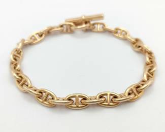 Hermes Chene Dunkle 18K Rose Gold Mariner Link Bracelet