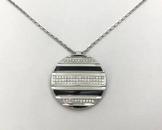 Chaumet Class One Diamond Onyx 18K White Gold Pendant Necklace