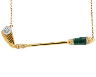 18K Rose Gold Golf Club Birdie Pendant Necklace