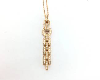 Cartier Agrafe Diamond Pave 18K Yellow Gold Pendant Necklace