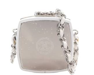 Chanel White Patent Goatskin Makeup Clutch