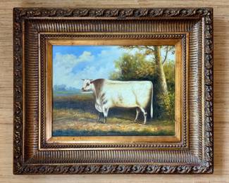 "Oxen" Oil on Canvas, Signed