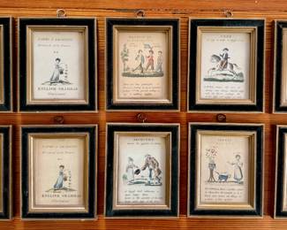 (10) Antique "Paths of Learning" English Grammar Framed Prints