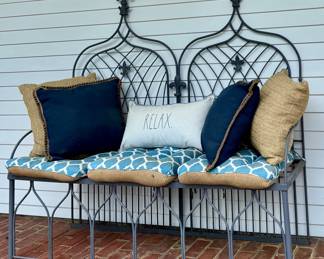 Vintage Boho Cathedral Wrought Iron Bench