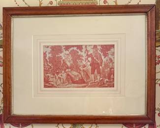 Framed Toile Fabric Scene