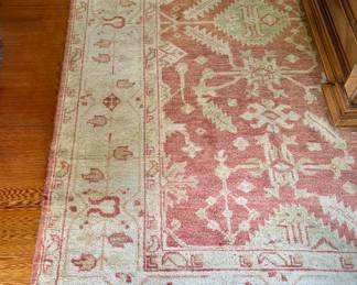 Hand Knotted Wool Area Rug (rust, cream)