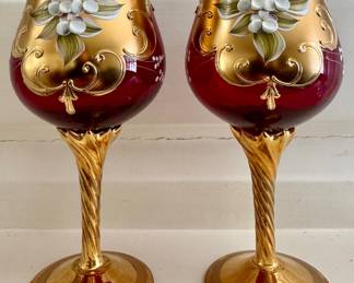(2) Bohemian Wine Glasses
