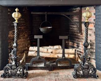 Palatial Wrought Iron Andirons