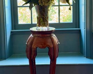 Antique Plant Stand with Faux Floral Arrangement