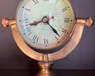 Brass Desk Clock with Nantucket Map