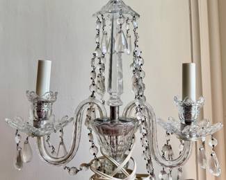 (2) Vintage French Style Cut Crystal Candelabra Table Lamps