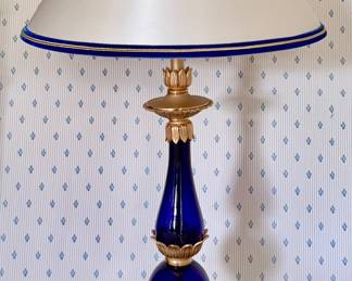(2) Cobalt Glass Table Lamps