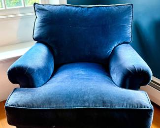 Blue Velvet Upholstered Armchair