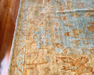 Wool Area Rug (mustard, light blue)