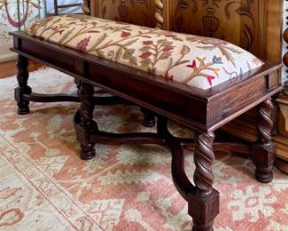 Colonial Bench with Crewelwork