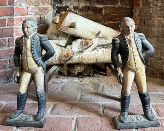 Colonial Soldier Cast Iron Andirons
