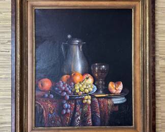 Still Life Oil on Canvas, Signed