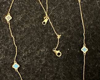14K & Enamel Flower Necklace