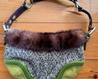Rare Coach Ltd. Y2K Soho Exotic Tweed Bag with Fur