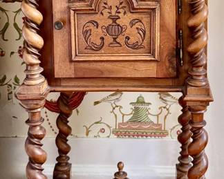 Antique French Barley Twist Nightstand with Marble Top
