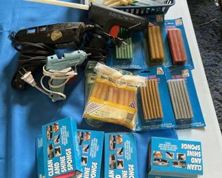 Assorted Hot Glue Guns and Glue Sticks with Clean and Shine Sponges