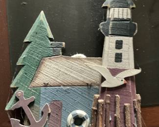 Nautical Themed Wooden Lighthouse and House Decor