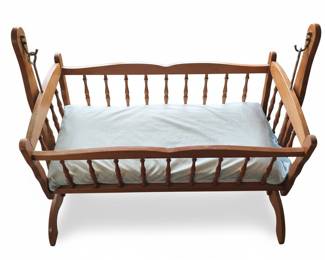 Vintage Jenny Lind Style Wooden Baby Cradle
