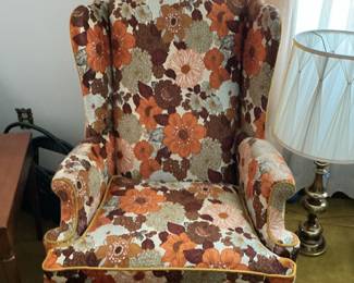 Vintage Floral Wingback Armchair by Kroehler