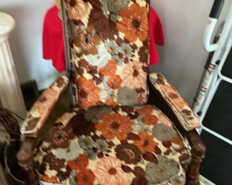 Vintage Floral Wingback Armchair by Kroehler