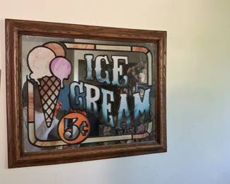 Vintage "No Smoking" and "Ice Cream" Mirrors