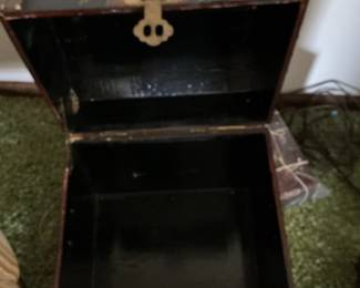 Vintage Hand Painted Toleware Floral Chest