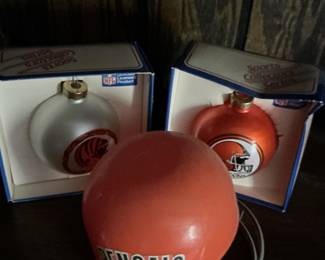 NFL "Sports Collectors Series" Ornaments and Riddell Pocket Pro Helmet (Bengals, Browns)