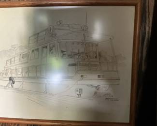 Houseboat Pencil Sketch