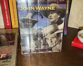 Collection of VHS Tapes and John Wayne Box Set