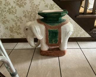 Hollywood Regency Ceramic Elephant Garden Stool/Planter